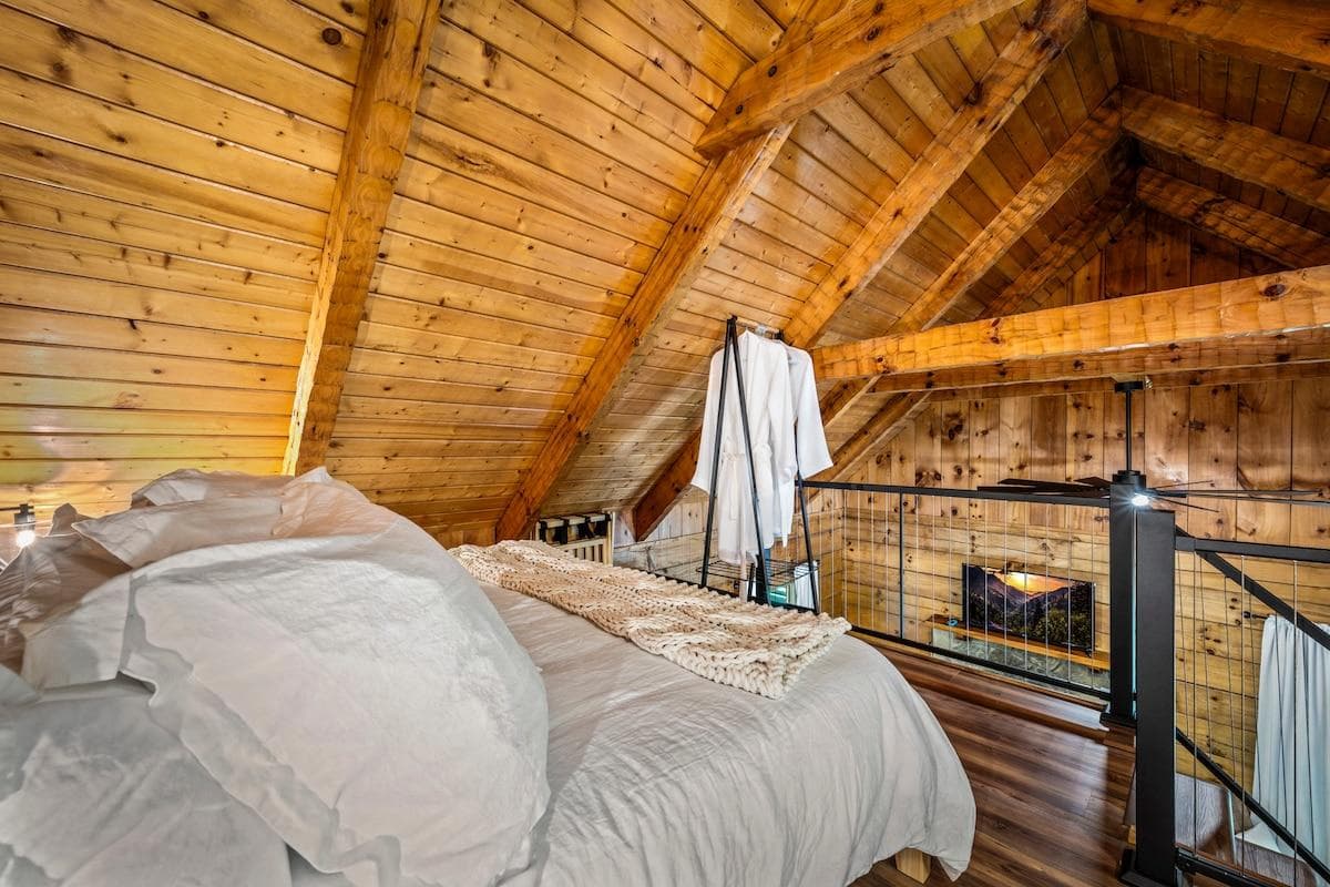 Two robes, rack to hang clothes, two luggage racks, loft bedroom and is therefore open and not a private room
